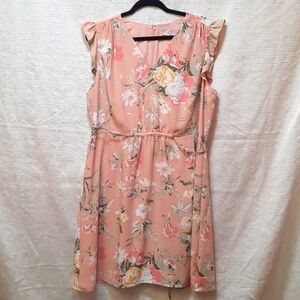 LOFT Light Blush Pink Floral Garden Party Dress